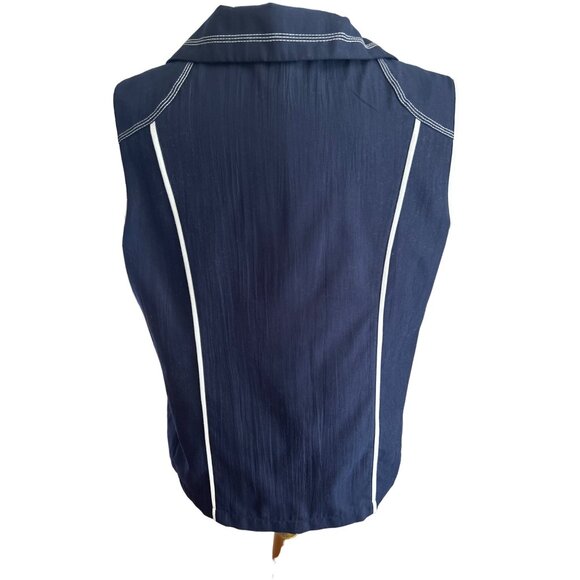 Allison Dailey Navy Blue Sleeveless Zip Up Vest, Size 12 - Picture 4 of 7